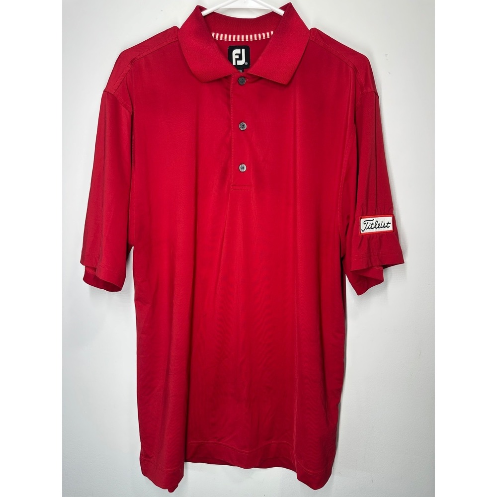 Footjoy Titleist Solid Golf Polo‎ Shirt Red Stain Flaw - Medium